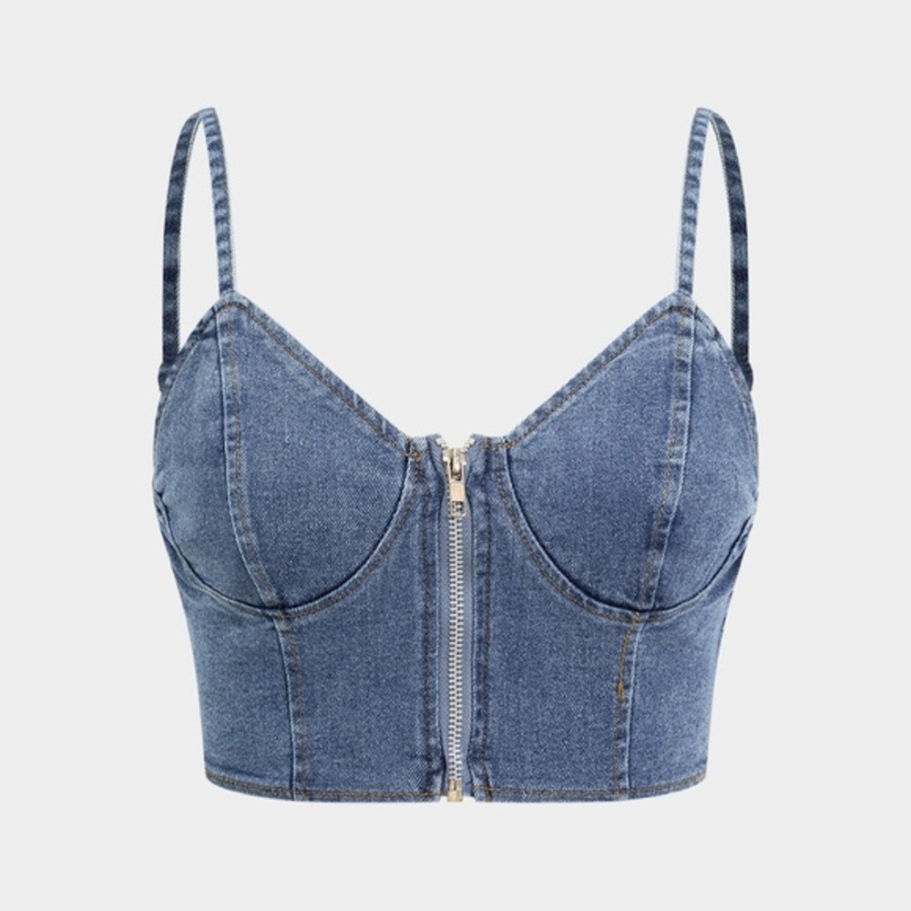 Micas Denim Dry Clean Bustier Zipper Cami Top size L MA3-22